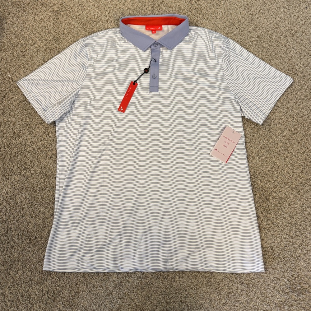 Redvanly Polo Shirt Mens XL Purple Striped Carlton Cosmic Sky Stretch